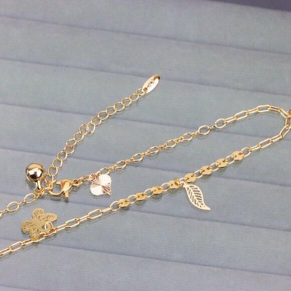 "Rose Gold Butterfly and Leaf Charm Anklet for Women, XPAL1040 - Picture 12 of 12